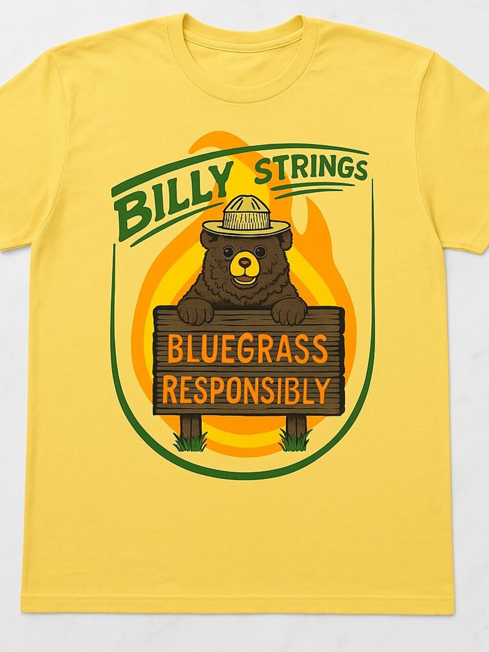 Billy Strings Bluegrass Bear Graphic Tee | Yellow | Music Tee